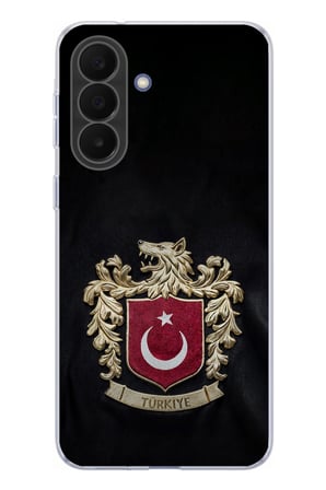 Samsung Galaxy A27 Uyumlu Türk Sembolü Kurt ve Bayrak Desenli Baskılı Silikon Kılıf