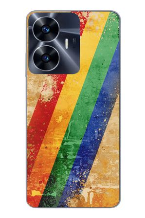 Realme C55 Uyumlu Yan Gökkuşağı Baskılı Silikon Kılıf