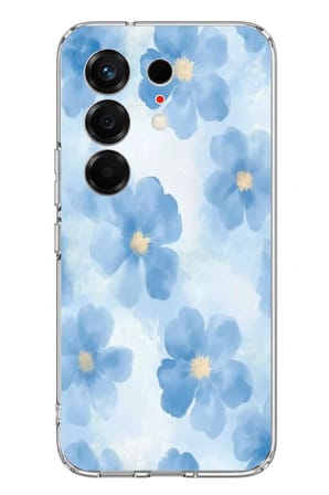 Tecno Camon 50 4G Uyumlu Mavi Çiçekler Baskılı Silikon Kılıf
