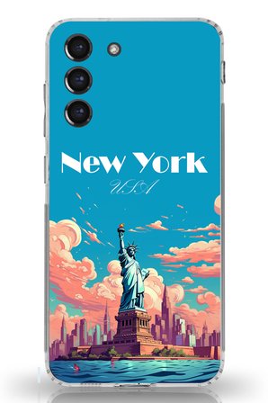 Samsung Galaxy S21 FE Uyumlu Özgürlük Heykeli New York Baskılı Silikon Kılıf