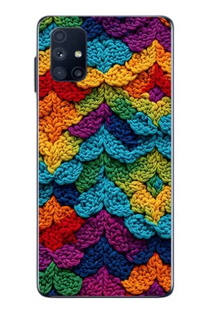 Samsung Galaxy M51 Uyumlu Renkli Örgüler Baskılı Silikon Kılıf