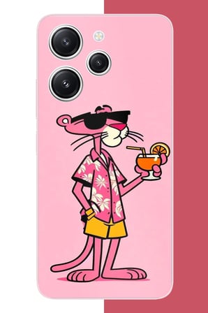 Redmi 12 Uyumlu pembe panter 1 Baskılı Silikon Kılıf