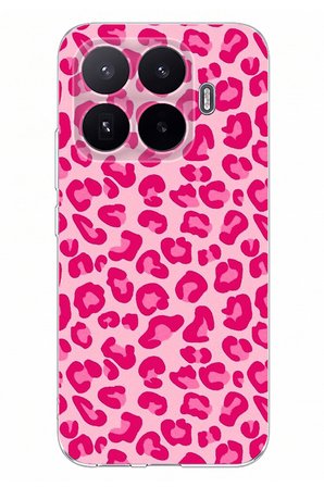 Xiaomi 17T Uyumlu Pembe Leopar Tasarımlı Baskılı Silikon Kılıf
