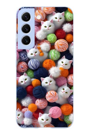 Samsung Galaxy S22 Uyumlu Renkli Kediler Baskılı Silikon Kılıf