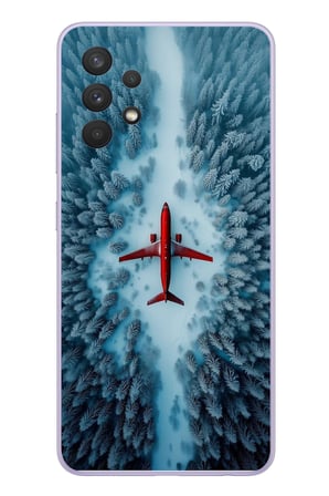 Samsung Galaxy A32 Uyumlu Kış Ortasında Uçak Baskılı Silikon Kılıf