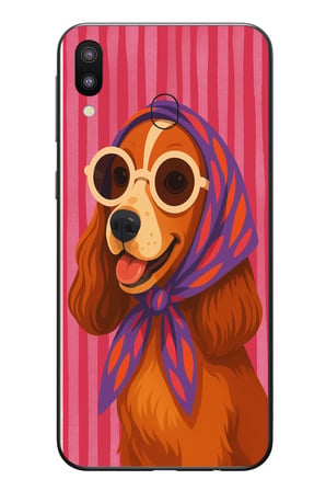 Samsung Galaxy M20 Uyumlu Gözlüklü Köpek Baskılı Silikon Kılıf