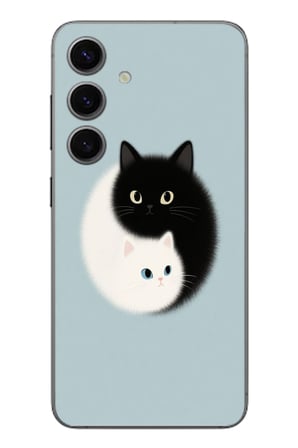 Samsung Galaxy S24 Uyumlu Yin Yang Kediler Baskılı Silikon Kılıf