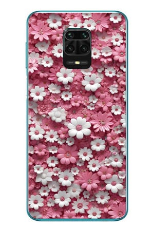 Redmi Note 9s Uyumlu Beyaz Pembe Papatyalar Baskılı Silikon Kılıf