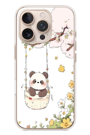 İphone 16 Pro Uyumlu Sallanan Panda Baskılı Silikon Kılıf