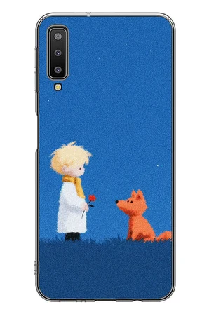 Samsung Galaxy A7 2018 Uyumlu Sarışın Çocuk ve Köpek Baskılı Silikon Kılıf