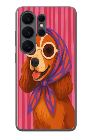 Samsung Galaxy S26 Ultra Uyumlu Gözlüklü Köpek Baskılı Silikon Kılıf