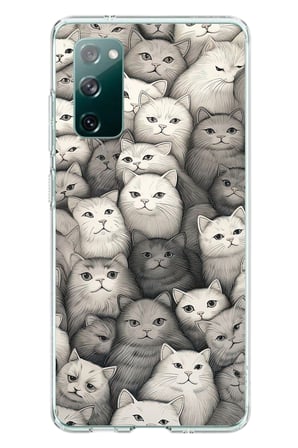 Samsung Galaxy S20 FE Uyumlu Kara Kalem Kediler Baskılı Silikon Kılıf