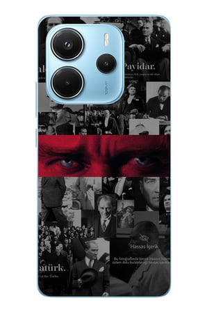 Redmi Note 14 4G Uyumlu Atatürk Gözler Tasarım Baskılı Silikon Kılıf
