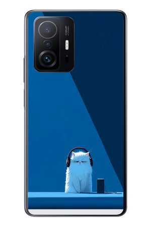 Xiaomi Mi 11 T-11 T Pro Uyumlu Kulaklı Kedi Baskılı Silikon Kılıf