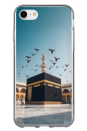 iPhone 7-8-SE 2020 Uyumlu Kabe Umre ve Kuşlar Baskılı Silikon Kılıf