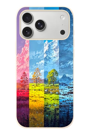 İphone 17 Pro Max Uyumlu Dört Mevsim Manzara Baskılı Silikon Kılıf