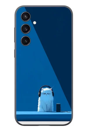 Samsung Galaxy S23 Uyumlu Kulaklı Kedi Baskılı Silikon Kılıf