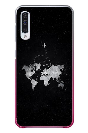 Samsung Galaxy A50 Uyumlu Dünya Haritası Uçuş Baskılı Silikon Kılıf