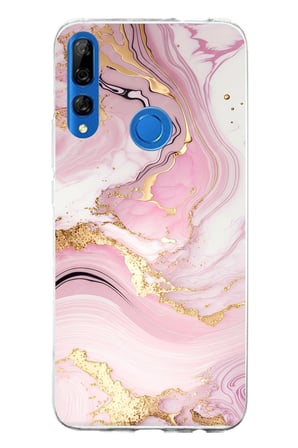 Huawei Y9 Prime (2019) Uyumlu Pembe Mermer Baskılı Silikon Kılıf