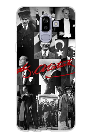 Samsung Galaxy J8-A6 Plus Uyumlu Kırmızı Mustafa Kemal Atatürk İmza Baskılı Silikon Kılıf