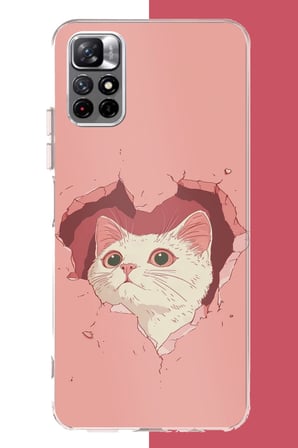 Redmi 10 Uyumlu boşluktaki kedi Baskılı Silikon Kılıf