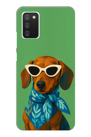 Samsung Galaxy A02S Uyumlu Cool Dachshund Köpek Baskılı Silikon Kılıf