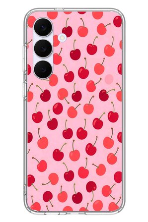Samsung Galaxy S25 FE Uyumlu Pembe Kirazlar Baskılı Silikon Kılıf