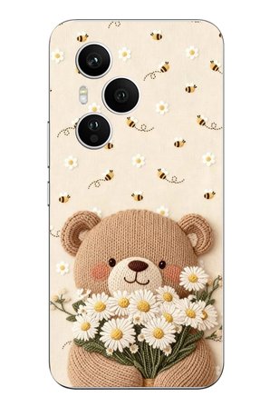Honor 400 PRO Uyumlu Arı ve Papatya Sevimli Ayıcık Baskılı Silikon Kılıf