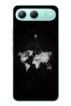 Tecno Spark 40 5G Uyumlu Dünya Haritası Uçuş Baskılı Silikon Kılıf