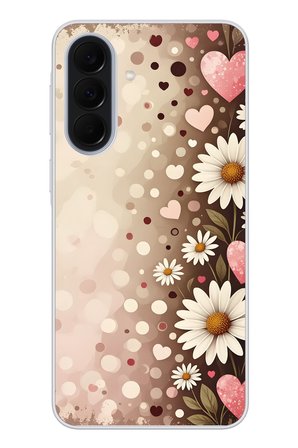 Samsung Galaxy A37 Uyumlu Kalpli Papatya Damlaları Baskılı Silikon Kılıf