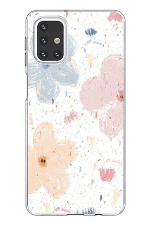 Samsung Galaxy M31s Uyumlu Pastel Soyut Çiçek ve Leke Desenli Baskılı Silikon Kılıf