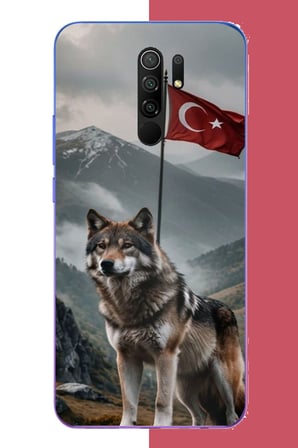 Redmi 9 Uyumlu Ulu Kurt Baskılı Silikon Kılıf