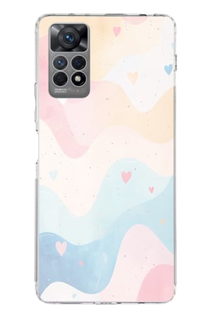 Redmi Note 12 PRO 4G Uyumlu Pastel Renkli Dalgalı ve Kalp Baskılı Silikon Kılıf