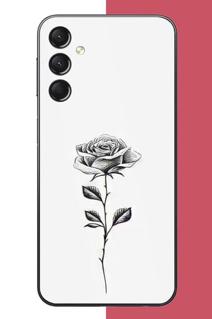 Samsung Galaxy A24 Uyumlu siyah gül Baskılı Silikon Kılıf