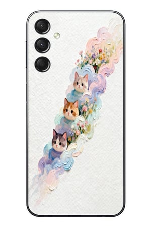 Samsung Galaxy A24 Uyumlu Yağlı Boya Kediler Baskılı Silikon Kılıf