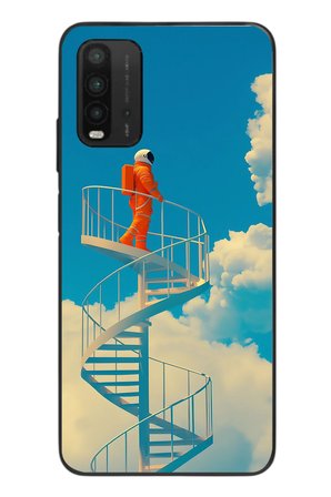 Redmi 9T Uyumlu Astronot Gökyüzü Baskılı Silikon Kılıf