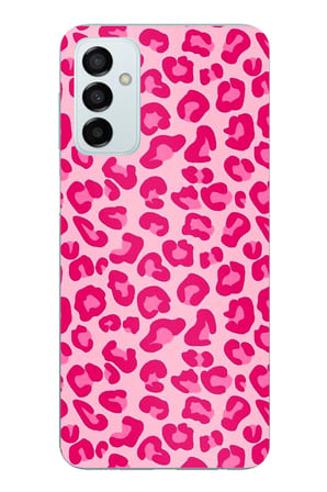 Samsung Galaxy M14 Uyumlu Pembe Leopar Tasarımlı Baskılı Silikon Kılıf