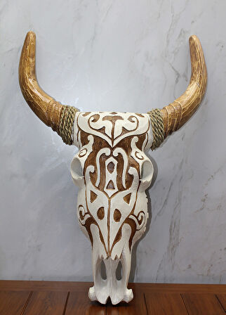 Ahşap Duvara Asmalı Bufalo Kafası 
