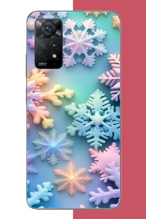 Redmi Note 11E Uyumlu renkli kar taneleri Baskılı Silikon Kılıf