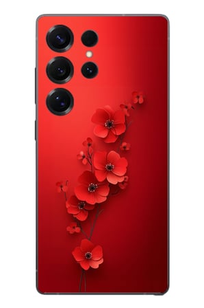 Samsung Galaxy S25 Ultra Uyumlu Kırmızı Kardelenler Baskılı Silikon Kılıf