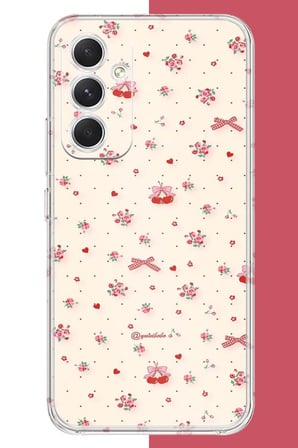 Samsung Galaxy A17 Uyumlu kırmızı kalpli pattern Baskılı Silikon Kılıf