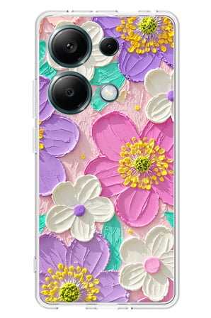 Redmi Note 13 PRO 4G Uyumlu Mor ve Pembe Papatya Baskılı Silikon Kılıf