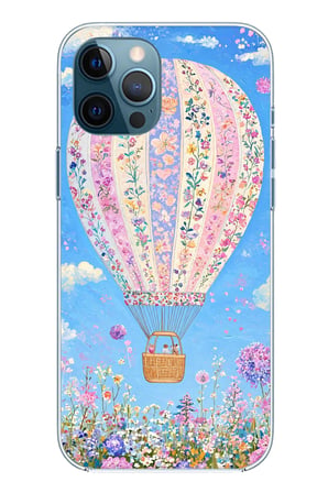 iPhone 12 PRO MAX Uyumlu Çiçek Desenli Uçan Balon Baskılı Silikon Kılıf
