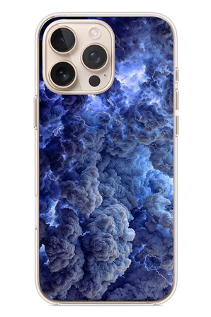 İphone 16 Pro Max Uyumlu Mor Bulutlar Baskılı Silikon Kılıf