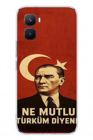 İnfinix GT 50 Pro Uyumlu Ne Mutlu Türkiye Bayrak Atatürk Baskılı Silikon Kılıf