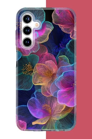 Samsung Galaxy A35 Uyumlu Neon Çiçekler Baskılı Silikon Kılıf