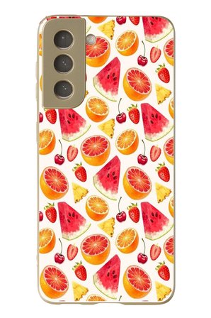 Samsung Galaxy S21 FE Uyumlu Karpuz ve Kan Portakalı Baskılı Silikon Kılıf