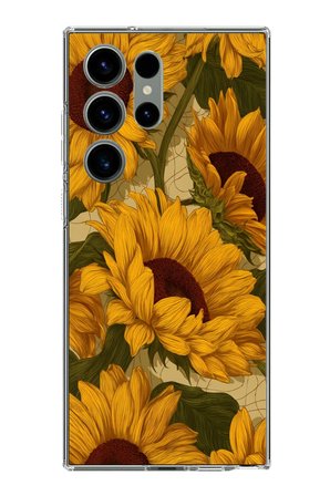 Samsung Galaxy S23 ULTRA Uyumlu Altın Sarısı Ayçiçeği Bahçesi Baskılı Silikon Kılıf