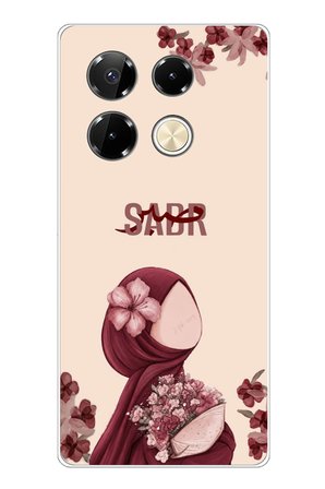 Infinix Note 40 PRO Uyumlu Bordür Çiçekli Sabır Yazılı Baskılı Silikon Kılıf