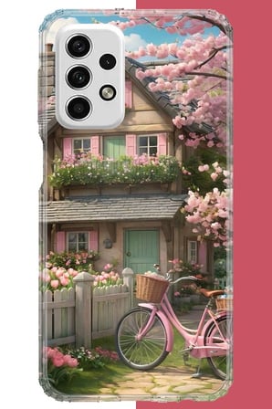 Samsung Galaxy A73 Uyumlu pembe bisiklet Baskılı Silikon Kılıf